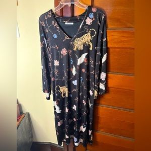 Animal Print Tie Back Midi Dress